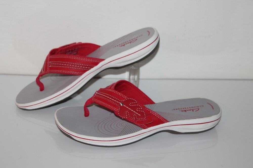 Clarks Cloudsteppers Breeze Sea Flip Flop Sandals, #27772, Red, Women's Size 8